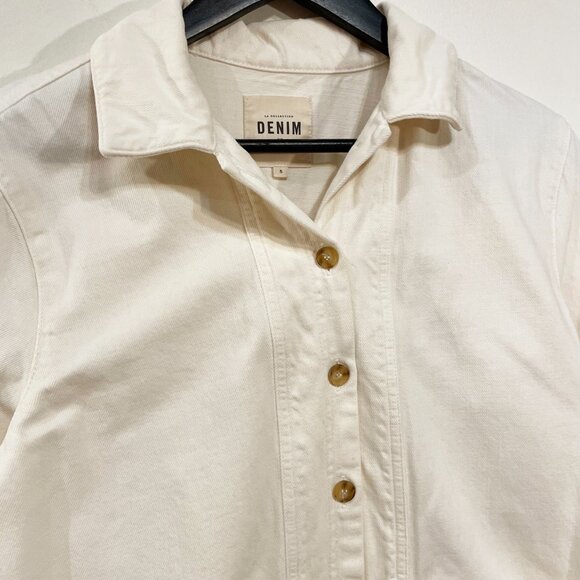 EUC Sezane Will Cotton Twill Chore Jacket Ecru Small $145 - Picture 5 of 9